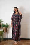 Peacock blue orchid cotton kaftan