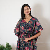 Peacock blue orchid cotton kaftan