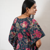 Peacock blue orchid cotton kaftan