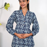 Indigo viscose short kurti