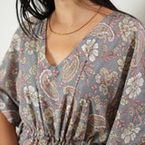 Grey paisley cotton kaftan