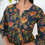 Royal blue peplum cotton short kurti