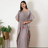 Grey butta cotton kaftan