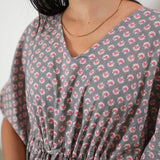 Grey butta cotton kaftan
