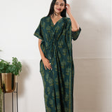 Green pomegranate cotton kaftan