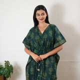 Green pomegranate cotton kaftan