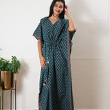 Blue ajrakh cotton kaftan