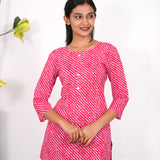 Fuschia stripes cotton short kurti