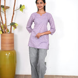 Iris floral cotton short kurti