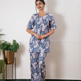 Powder blue cotton lounge sleep wear