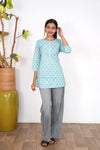 Light blue cotton short kurti