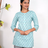Light blue cotton short kurti
