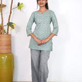 Sage green cotton short kurti