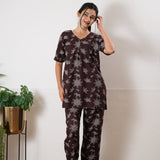 Brown floral cotton lounge sleep wear