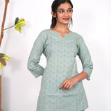 Sage green cotton short kurti