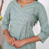 Sage green cotton short kurti