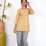 Beige cotton short kurti