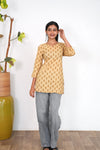 Beige cotton short kurti