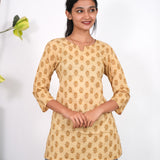 Beige cotton short kurti