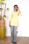 Lime green fern cotton short kurti