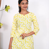 Lime green fern cotton short kurti