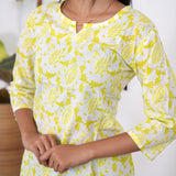 Lime green fern cotton short kurti