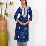 Royal blue chikankari cotton kurti