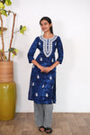 Royal blue chikankari cotton kurti