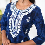 Royal blue chikankari cotton kurti
