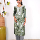 Olive green chikankari cotton kurti