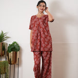 Deep maroon cotton lounge sleep wear