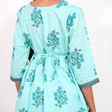 Turquoise V neck cotton co-ords set