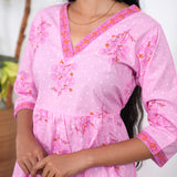 Baby pink V neck cotton co-ords set