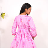 Baby pink V neck cotton co-ords set