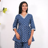 Navy blue V neck cotton co-ords set