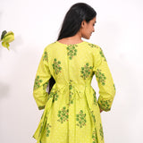 Lime green V neck cotton co-ords set