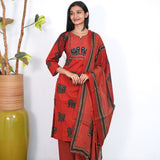 Maroon elephant cotton suit set