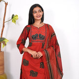 Maroon elephant cotton suit set