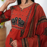 Maroon elephant cotton suit set