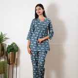 Powder blue cheetah cotton lounge sleep wear