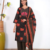 Black elephant cotton suit set