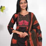 Black elephant cotton suit set