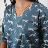 Powder blue cheetah cotton lounge sleep wear
