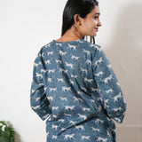 Powder blue cheetah cotton lounge sleep wear