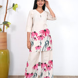 Hibiscus V neck cotton co-ords set