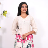 Hibiscus V neck cotton co-ords set