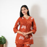 Rust orange bicycle cotton lounge sleep wear