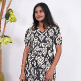 Black katha cotton midi dress