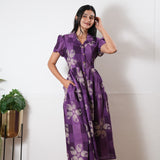 Violet button down cotton midi dress
