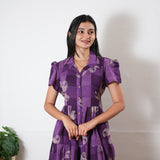 Violet button down cotton midi dress